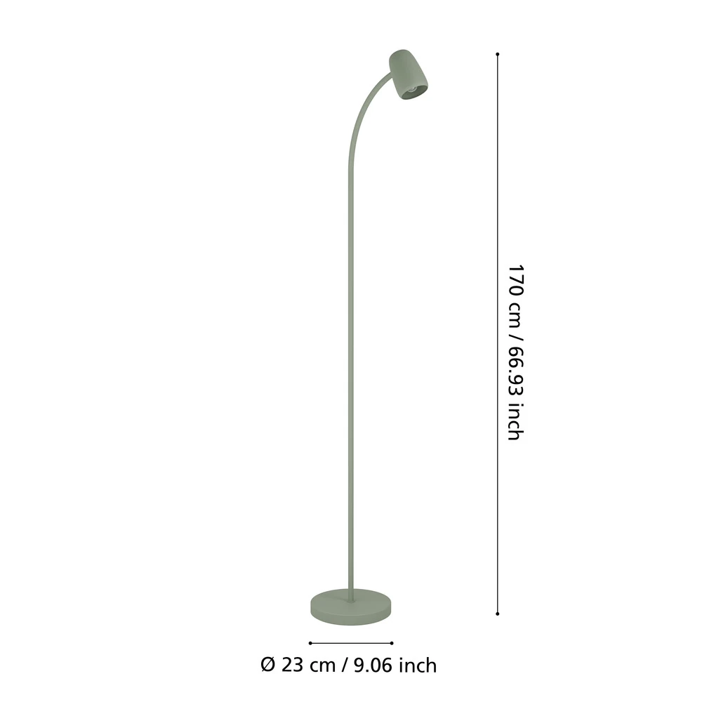 Eglo 902173 "CARLO" 170 Cm Yüksekliğinde Yeşil Çelik Köşe Lambası Lambader