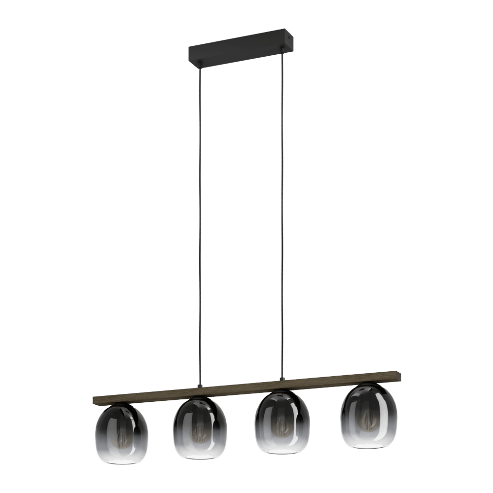 Eglo 900186 İç Mekan " Fılago " Siyah, Kahverengi Renk Çelik, Ahşap Sarkıt Lamba Ip20 E27 Max: 4X40W En: 88 Cm