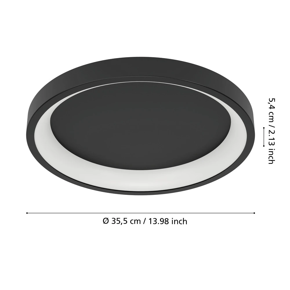 Eglo 901909 "LORETELLO-Z" 35 Cm Çapında Siyah Çelik Tavan Armatürü