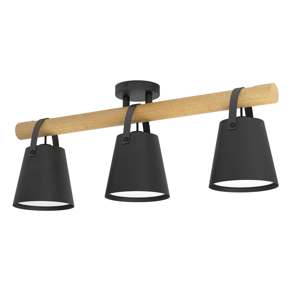 Eglo 43635 "BOYLE" 78 Cm Uzunluğunda Çelik, Ahşap Siyah, Kahverengi Tavan Armatürü