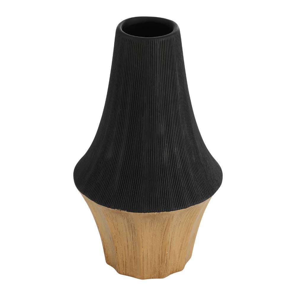 Eglo 421007 "SUAL" 32 Cm Yüksekliğinde Pirinç, Siyah Seramik Vazo