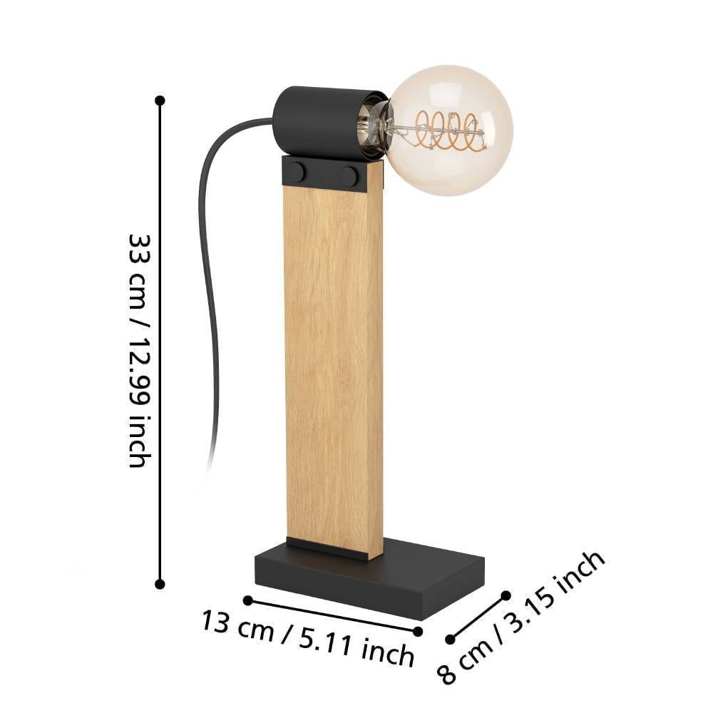 Eglo 43904 "BAILRIGG" 33 Cm Yüksekliğinde Çelik, Ahşap Masa Lambası