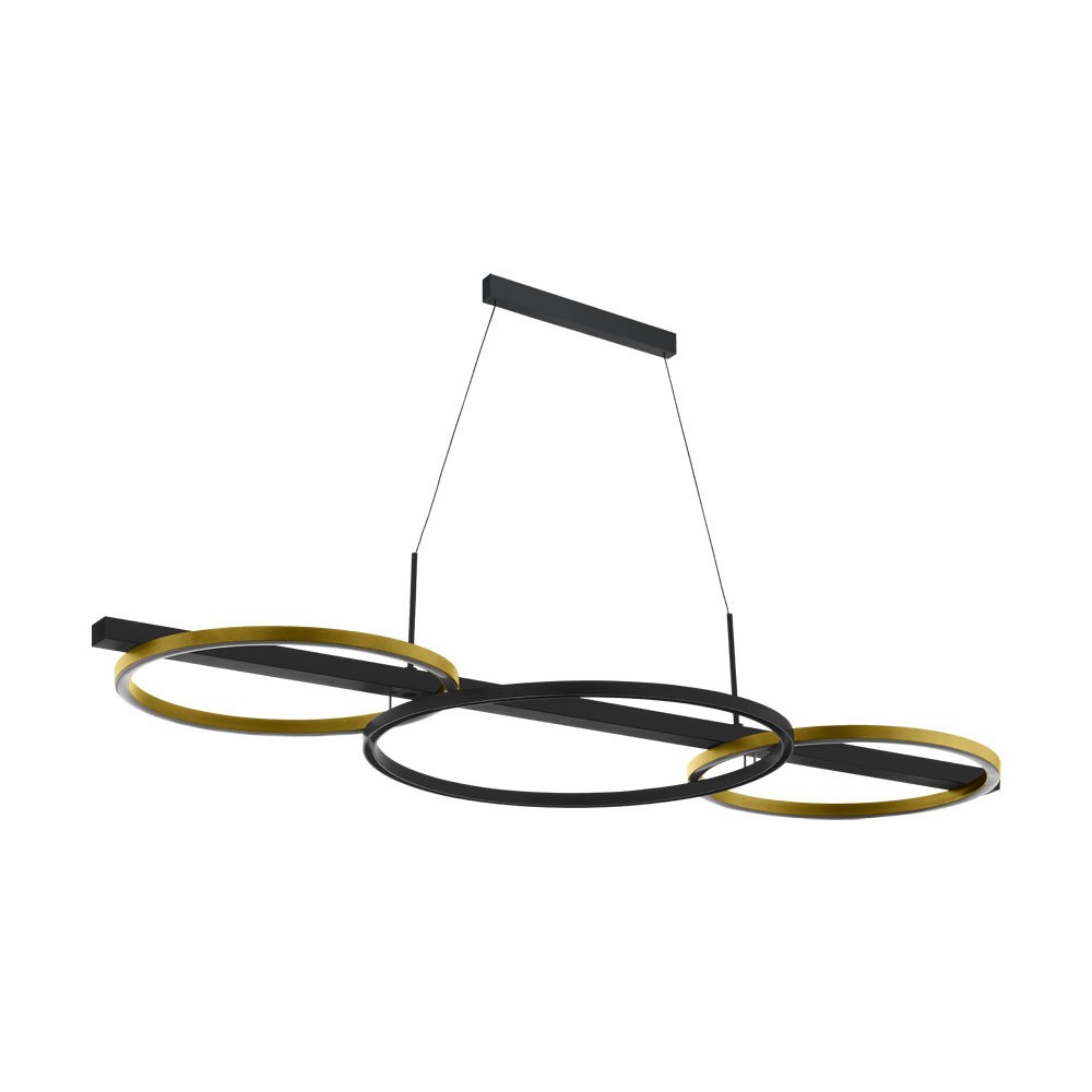 Eglo 390087 "LANACERA" 150 Cm Yüksekliğinde Çelik, Alüminyum Siyah, Gold Sarkıt Avize