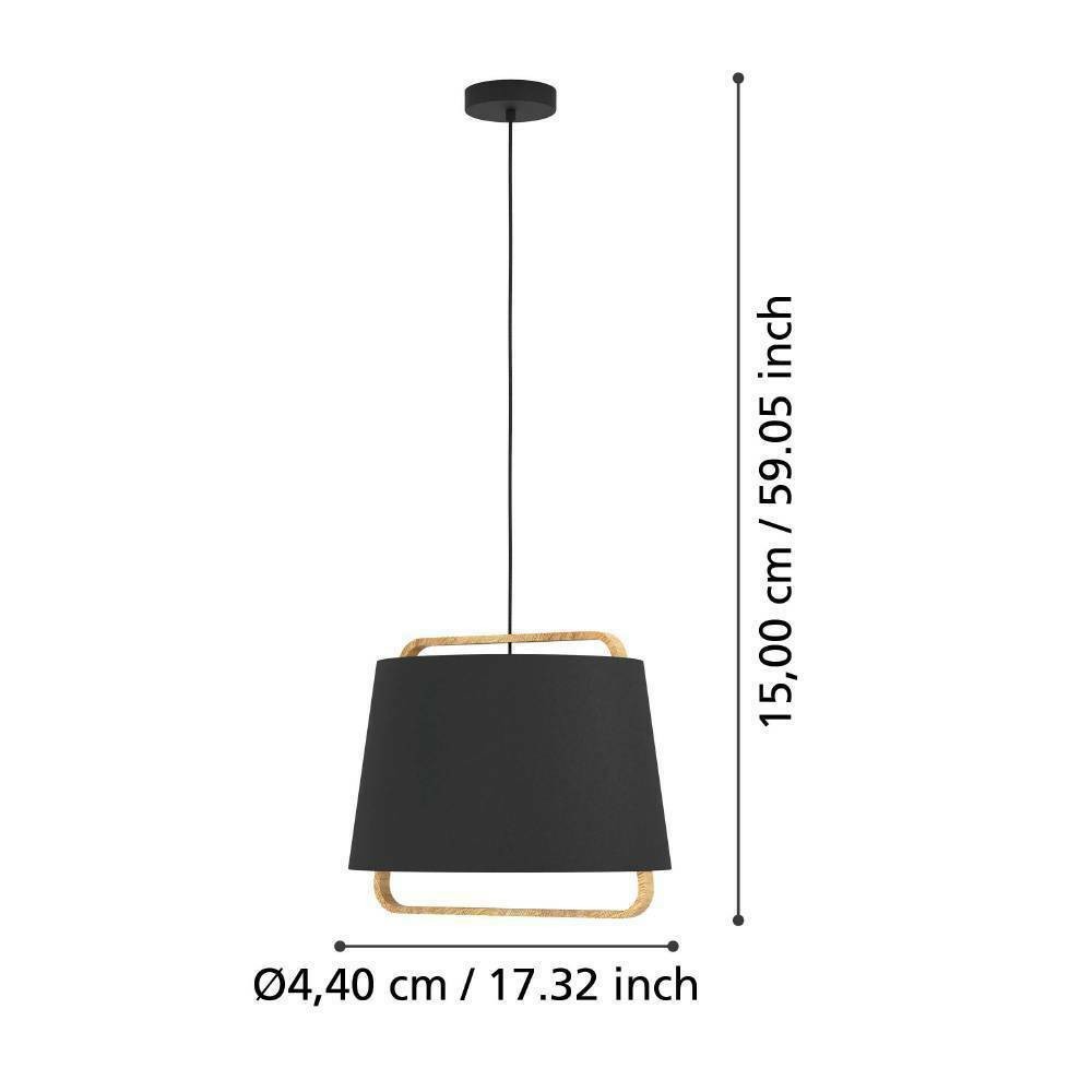 Eglo 390185 "CAMALOZA" 150 Cm Yüksekliğinde Çelik, Ahşap Siyah, Kahverengi Sarkıt Avize
