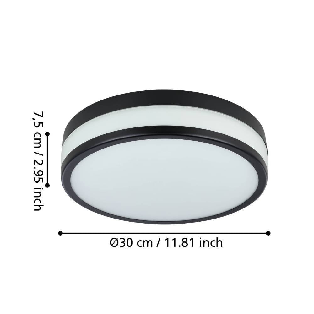 Eglo 900846 "LED PALERMO" 30 Cm Çapında Çelik Siyah Duvar Tavan Armatürü Ip44