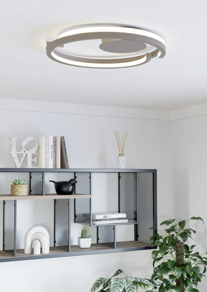 Eglo 901823 "MEZZOMONTE" 48 Cm Çapında Kum Rengi Alüminyum Çelik Tavan Armatürü