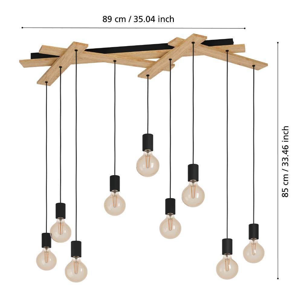 Eglo 43641 "MONMOUNT" 85 Cm Yüksekliğinde Çelik, Ahşap Sarkıt Avize