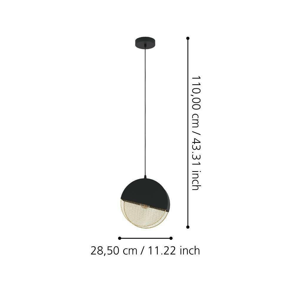 Eglo 43811 "MUMBLES" 110 Cm Yüksekliğinde Çelik Siyah, Gold Sarkıt Avize
