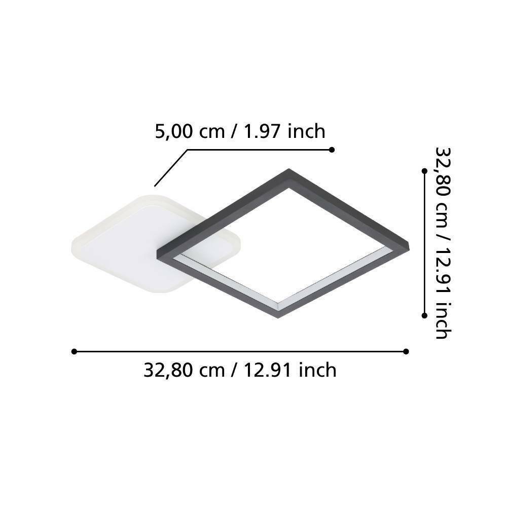 Eglo 900422 "GAFARES" 33 Cm Uzunluğunda Alüminyum, Çelik Siyah, Beyaz Tavan Armatürü