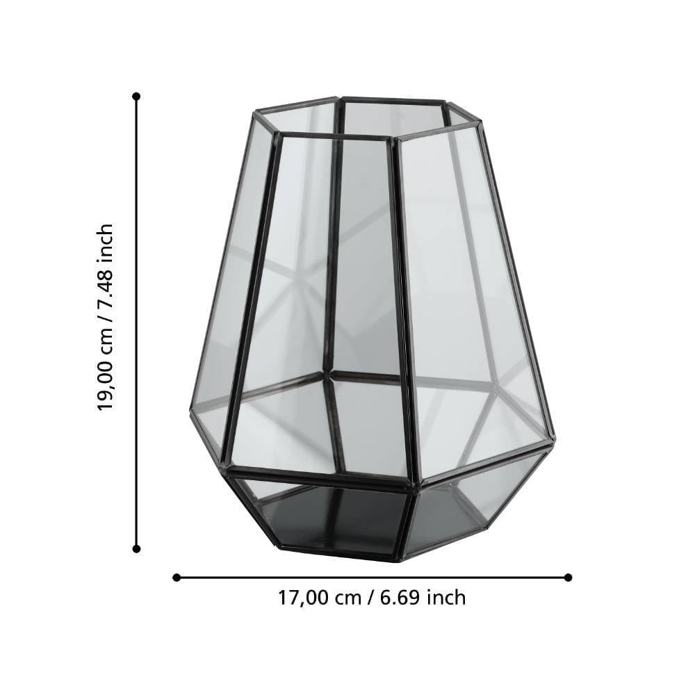 Eglo 422119 "AMBATOBE" 19 Cm Yüksekliğinde Siyah Şeffaf Cam Dekoratif Mumluk
