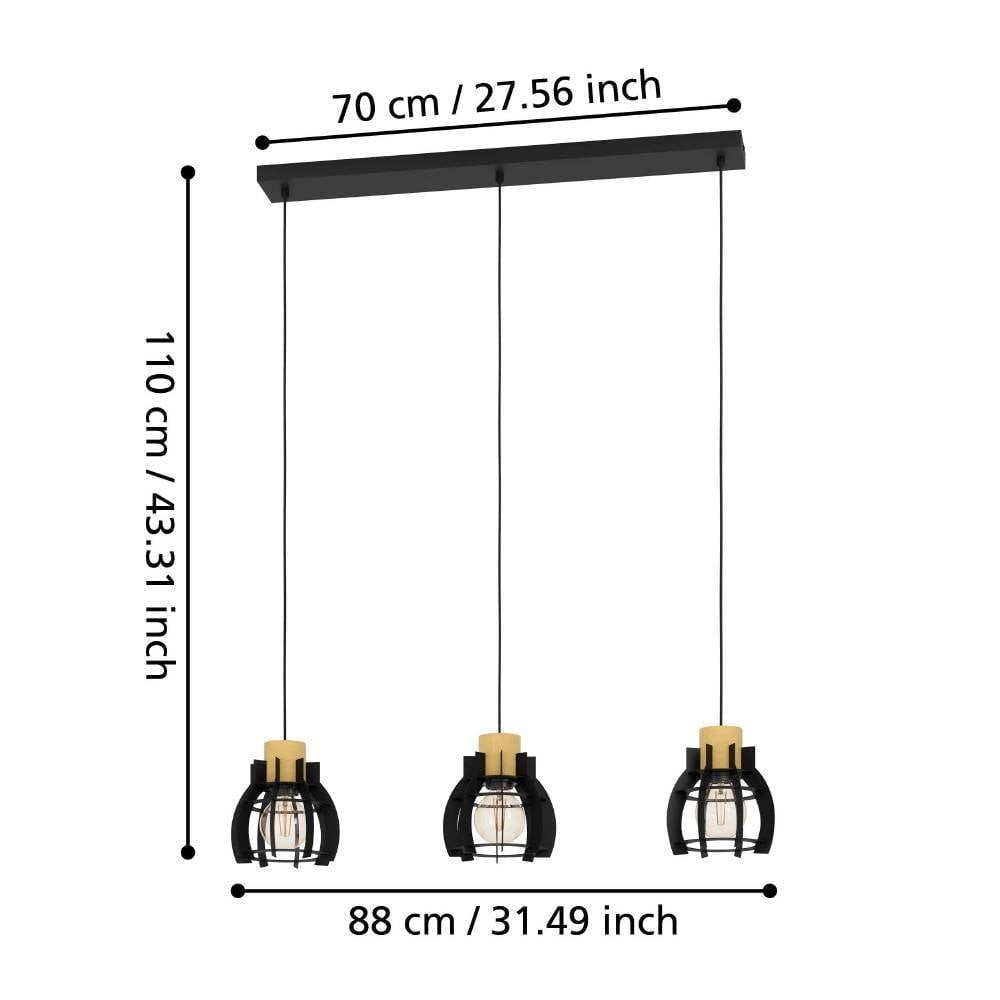 Eglo 43925 "STILLINGTON 1" 110 Cm Yüksekliğinde Çelik, Ahşap Siyah, Kahverengi Sarkıt Avize
