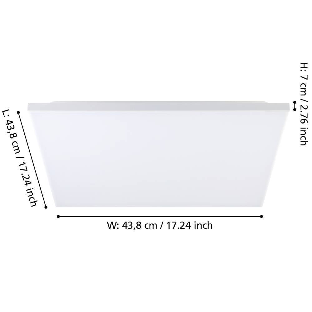 Eglo 900568 "TRUPIANA" 43,7 Cm Uzunluğunda 43,7 Cm Genişliğinde Alüminyum, Çelik Beyaz Led Panel RGB