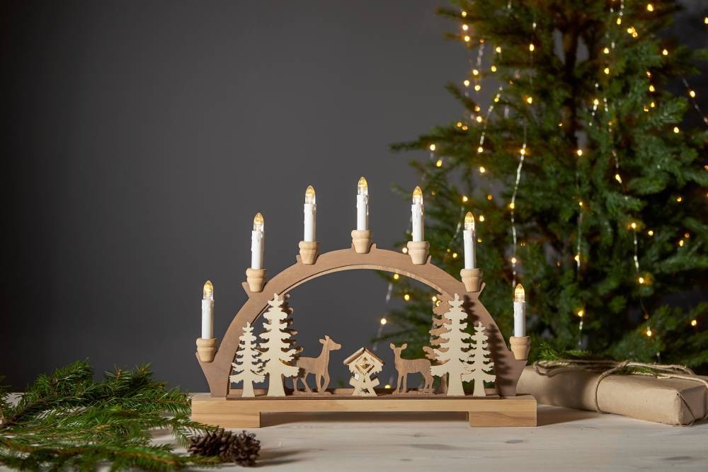 Eglo 410424 "FAUNA" 10 Ledli Doğal Ahşap Dekoratif Aydınlatma 33Cm Yüksekliğinde 45Cm Uzunluğunda