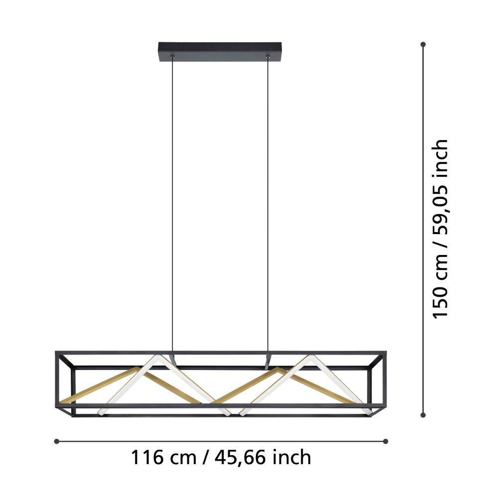 Eglo 390417 "PENELA" 150 Cm Yüksekliğinde Alüminyum, Çelik Siyah, Gold Sarkıt Avize