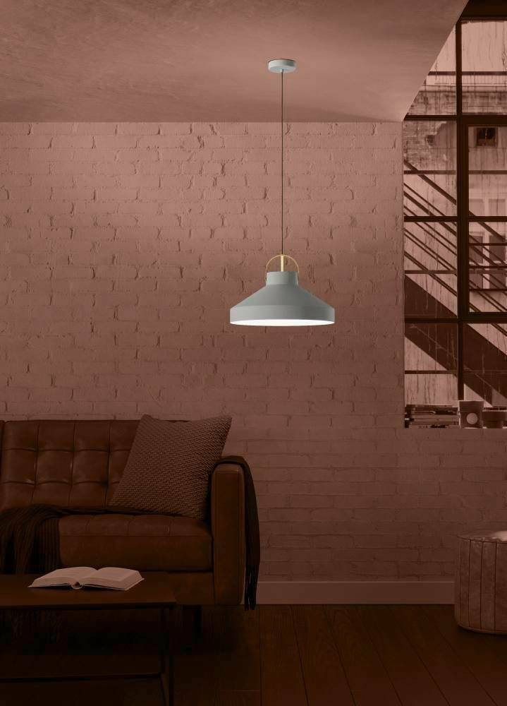 Eglo 390226 İç Mekan " Estepona " Gri, Fırçalanmış Pirinç Renk Dökme Çelik Tekli Sarkıt Lamba Ip20 E27 Max: 1X40W  Çap: 42 Cm