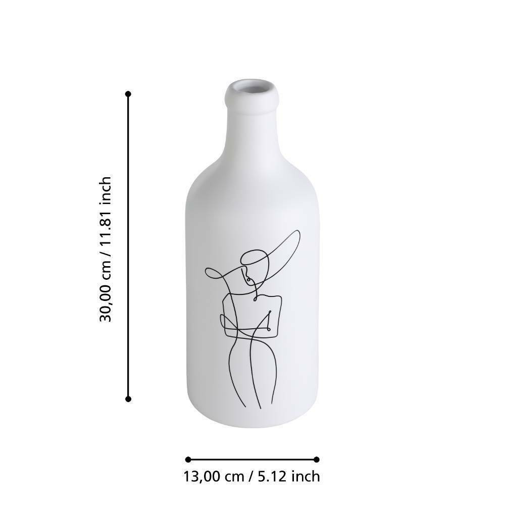 Eglo 421121 "KITAKATA" 30 Cm Yüksekliğinde Beyaz, Siyah Seramik Vazo