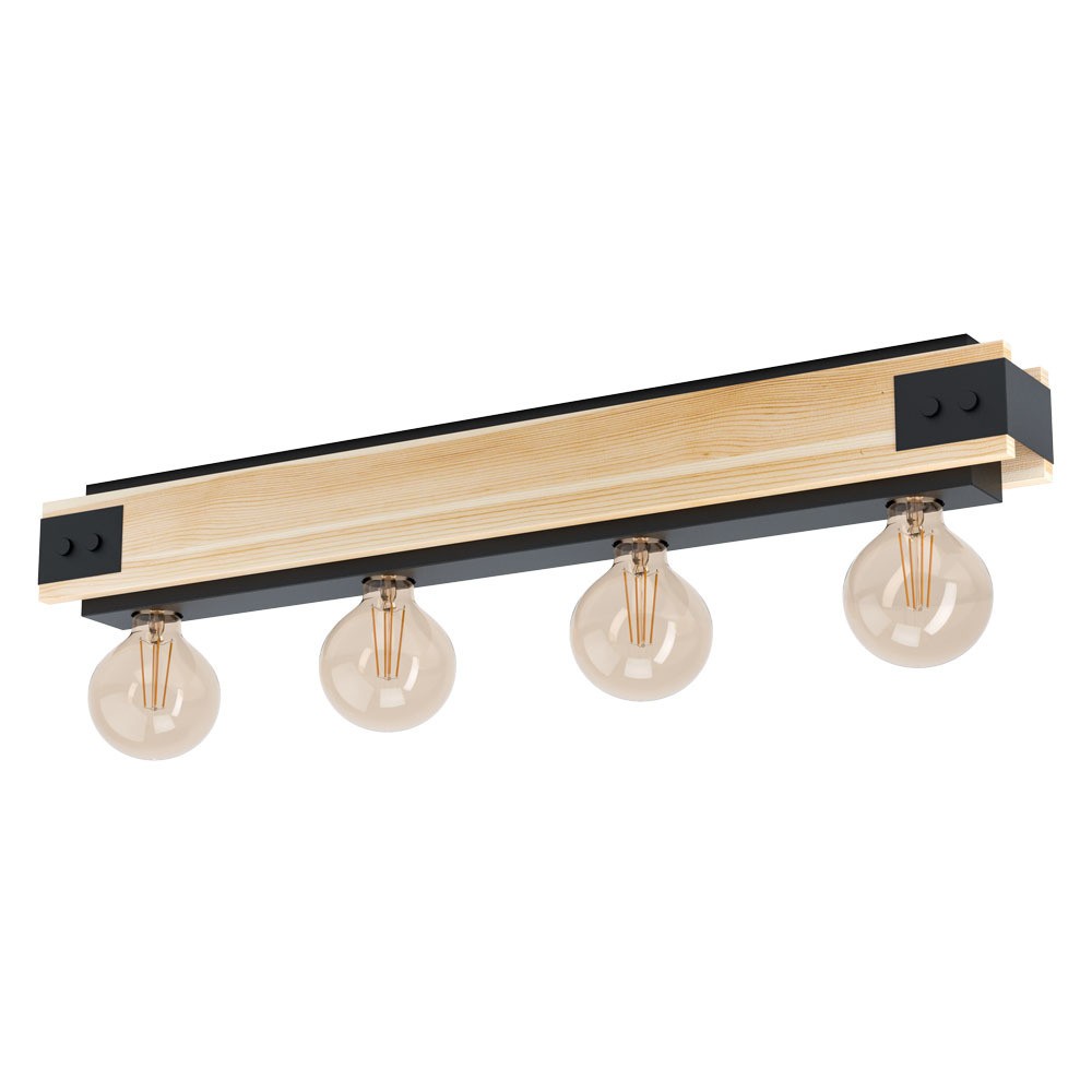 Eglo 43466 "LAYHAM" 76 Cm Uzunluğunda Ahşap, Çelik Kahverengi, Siyah Tavan Armatürü