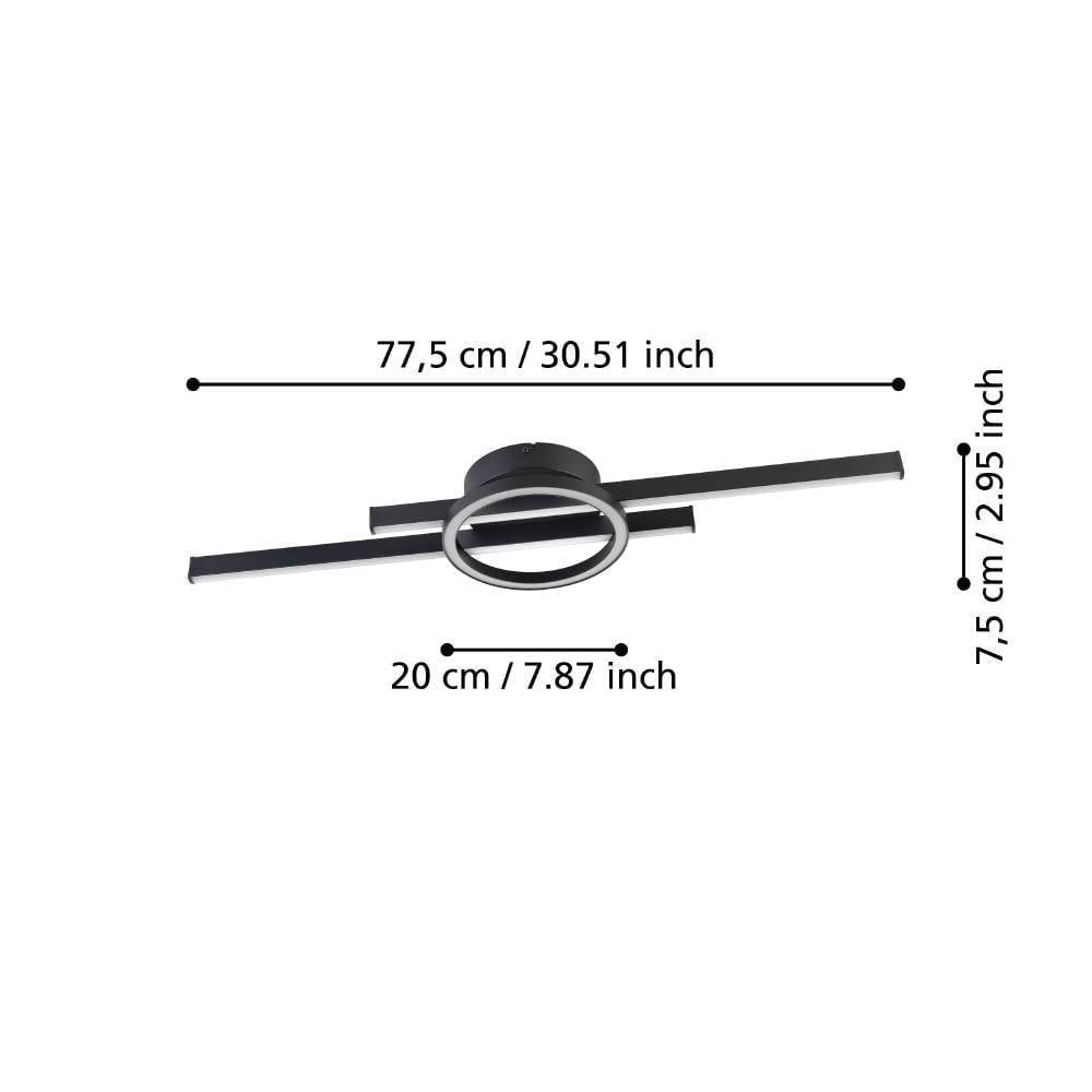 Eglo 900953 "AMANDOLO" 77,5 Cm Uzunluğunda Alüminyum, Çelik Siyah Tavan Armatürü RGB
