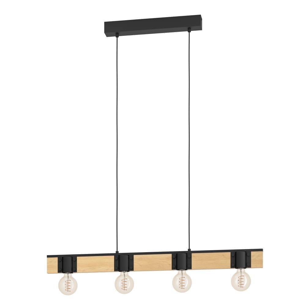 Eglo 43902 "BAILRIGG" 110 Cm Yüksekliğinde Çelik, Ahşap Siyah, Kahverengi Sarkıt Avize