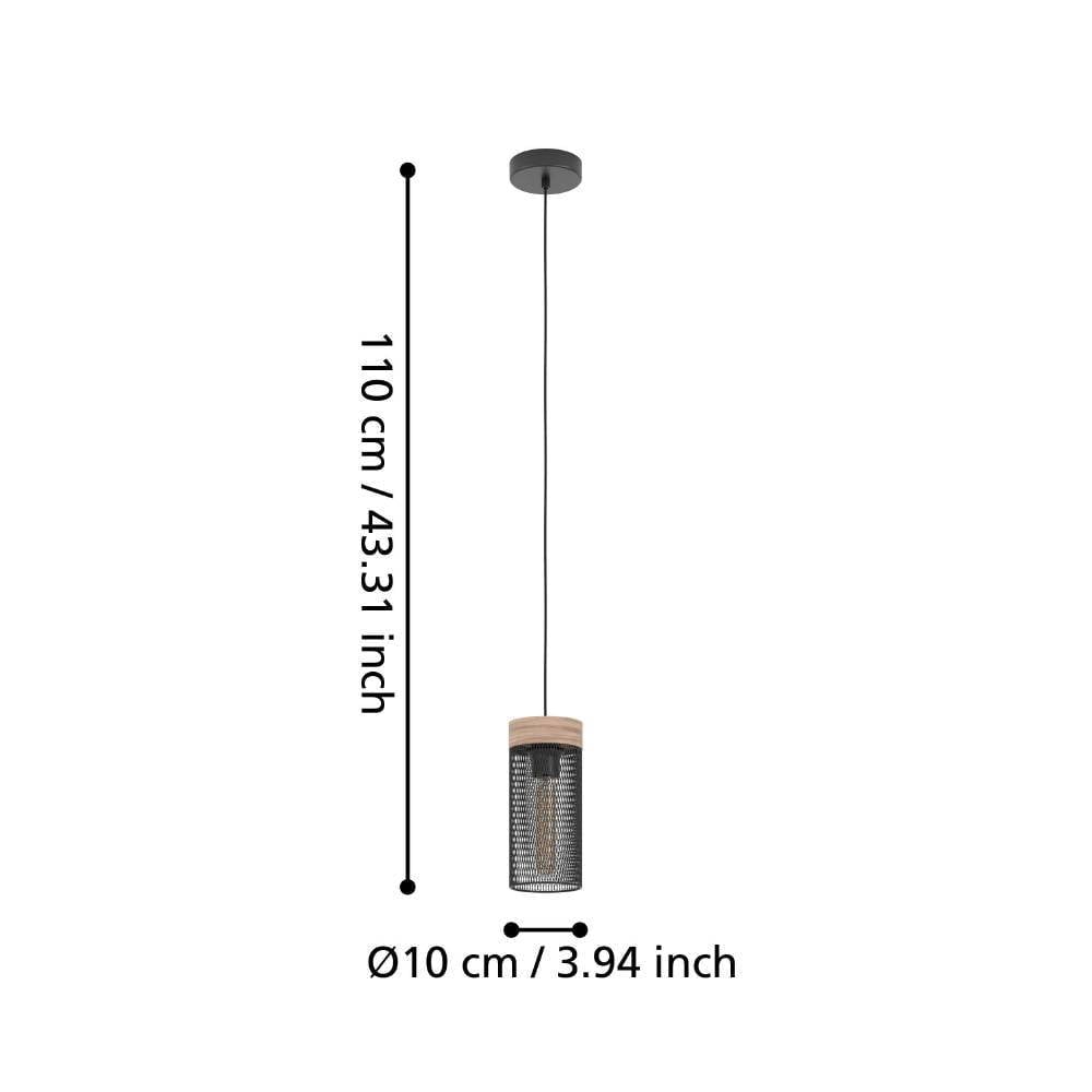 Eglo 43833 "KILNSDALE" 110 Cm Yüksekliğinde Çelik, Ahşap Siyah, Kahverengi Sarkıt Avize