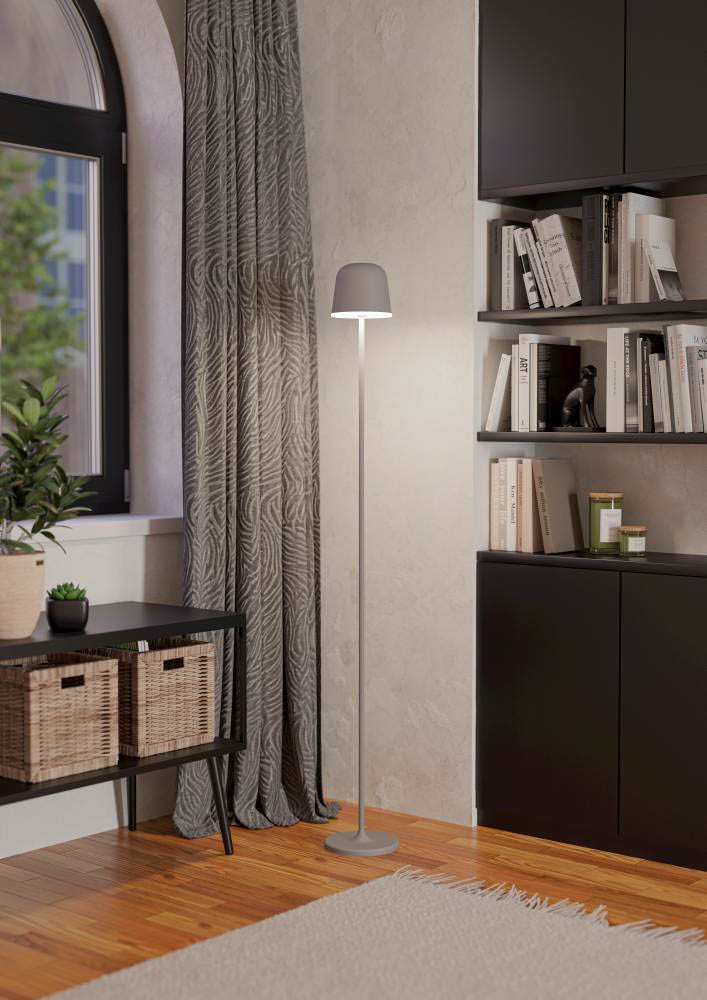Eglo 901749 "MANNERA-L" 140 Cm Yüksekliğinde Usb Girişli Gri Alüminyum, Çelik Dokunmatik Köşe Lambası Lambader