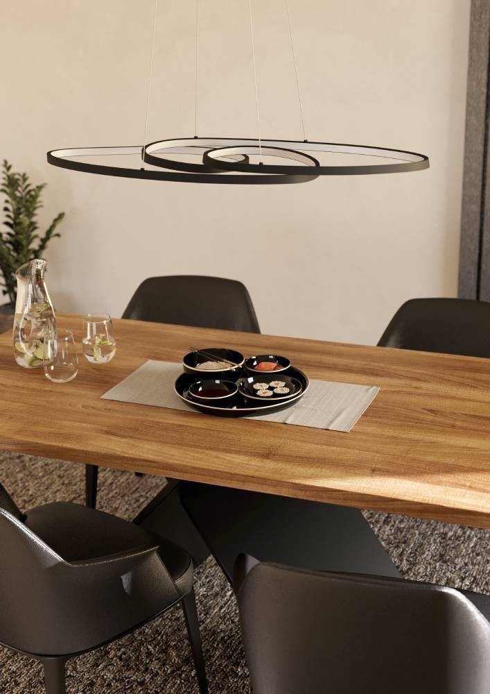 Eglo 900948 "GIANELLA" 120 Cm Yüksekliğinde Alüminyum, Çelik Siyah Sarkıt Avize