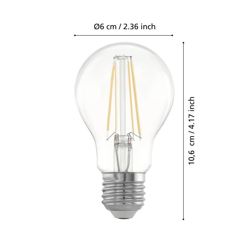 Eglo 110179 E27-Led-A60 Ampul 1X7,3W Şeffaf 2700K 806 Lümen Dim Edilebilir