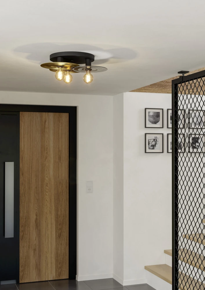 Eglo 44027 "LINTMILL" 53 Cm Çapında Siyah, Fırçalanmış Pirinç Çelik Tavan Armatürü