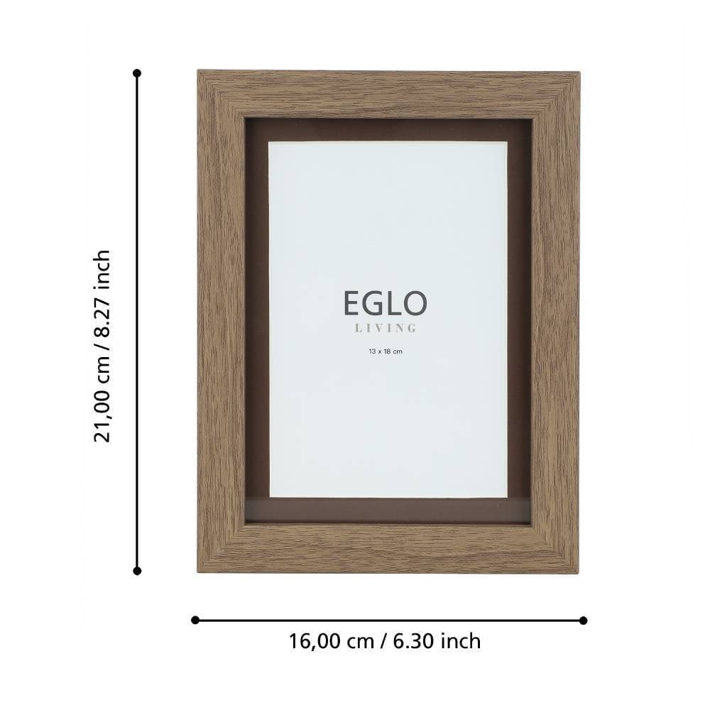 Eglo 423096 "TEMERLOH" 21 Cm Yüksekliğinde 16 Cm Uzunluğunda Plastik, Cam Kahverengi Resim Çerçevesi