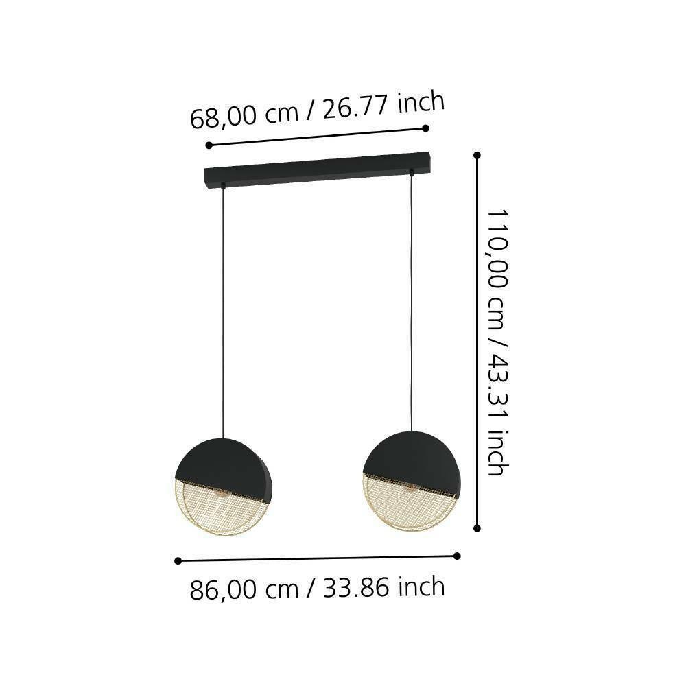 Eglo 43812 "MUMBLES" 110 Cm Yüksekliğinde Çelik Siyah, Gold Sarkıt Avize