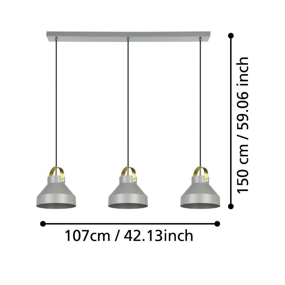 Eglo 390227 "ESTEPONA" 150 Cm Yüksekliğinde Çelik Gri, Fırçalanmış Pirinç Sarkıt Avize