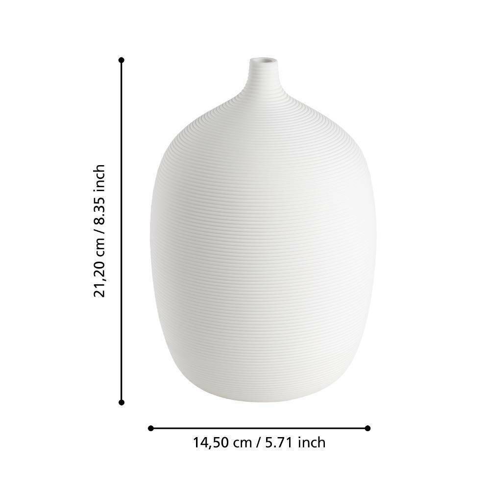 Eglo 421263 "MITANE" 21,2 Cm Yüksekliğinde Beyaz Seramik Vazo