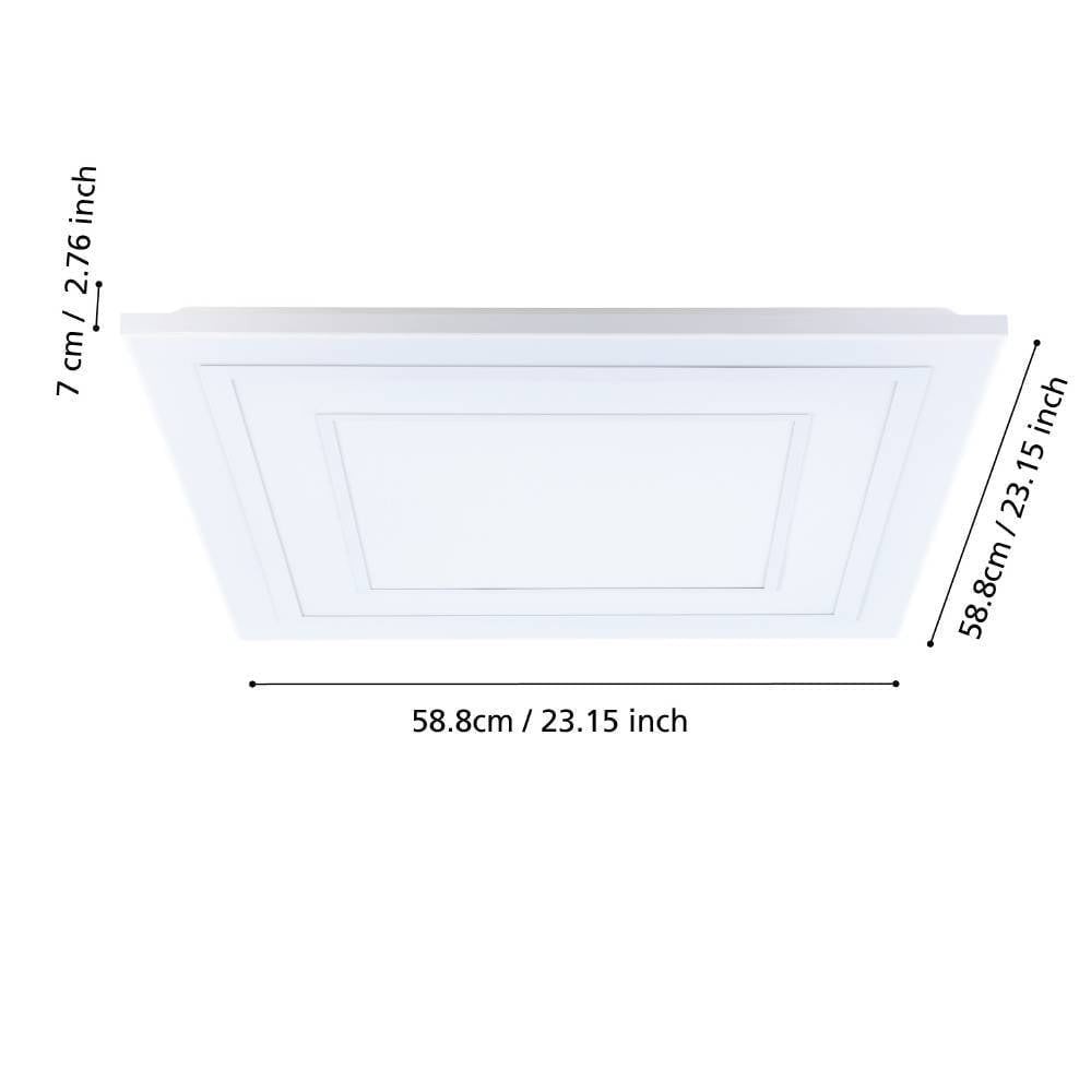 Eglo 900961 "ALBARCA" 58,8 Cm Uzunluğunda 58,8 Cm Genişliğinde Alüminyum, Çelik Beyaz Led Panel RGB