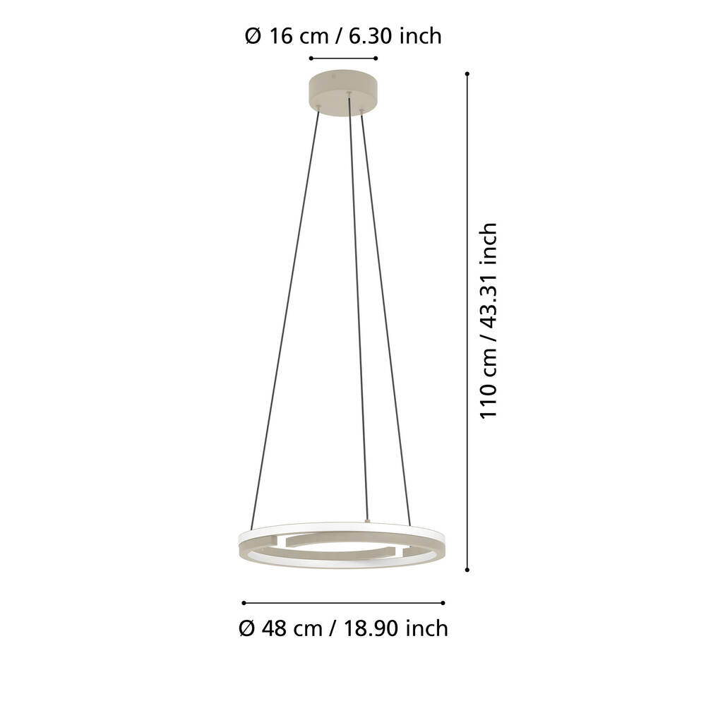 Eglo 901824 "MEZZOMONTE" 110 Cm Yüksekliğinde Alüminyum Çelik Sarkıt Avize