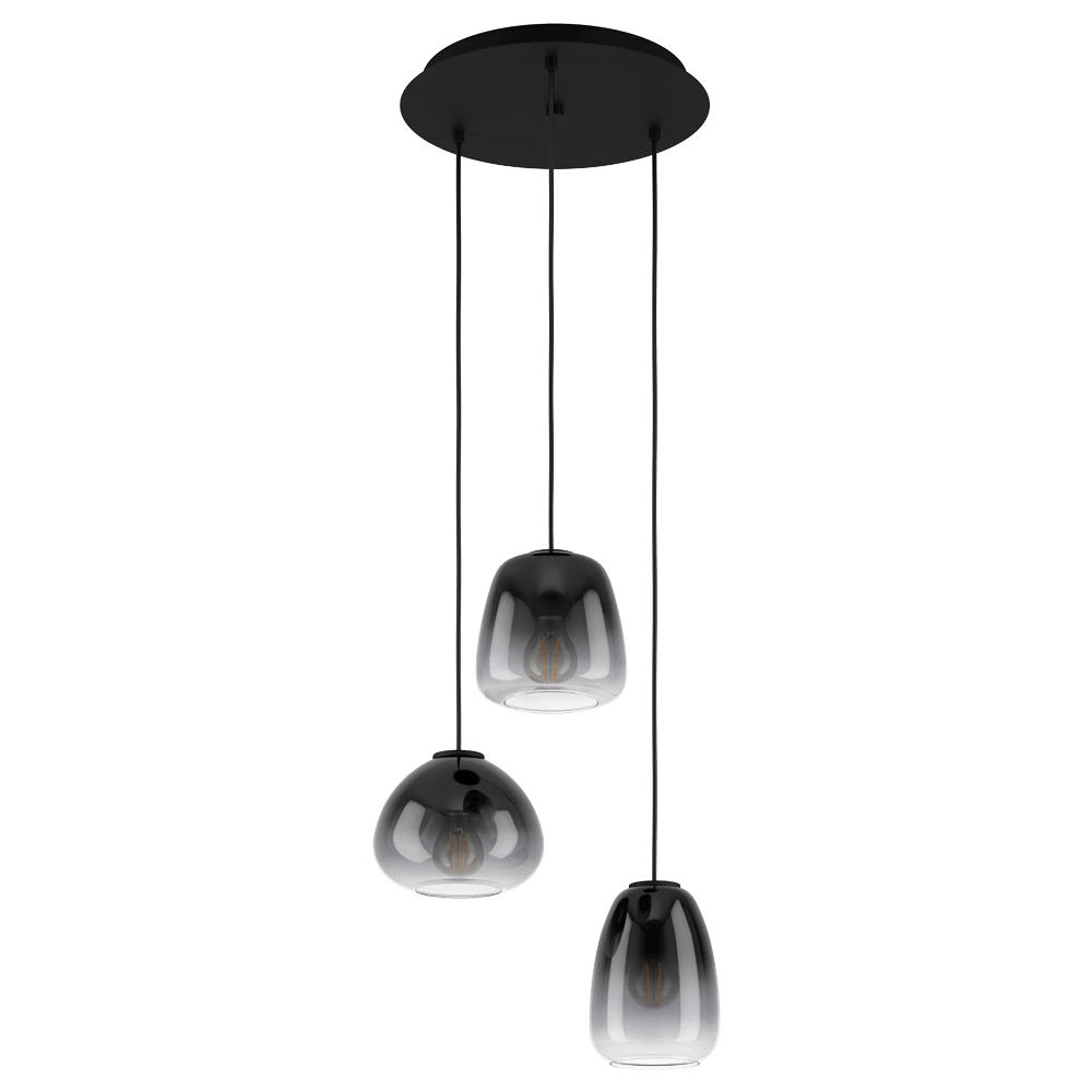 Eglo 900196 İç Mekan " Aguılares " Siyah Renk Dökme Çelik Sarkıt Lamba E27 Max: 3X40W  Çap: 43 Cm