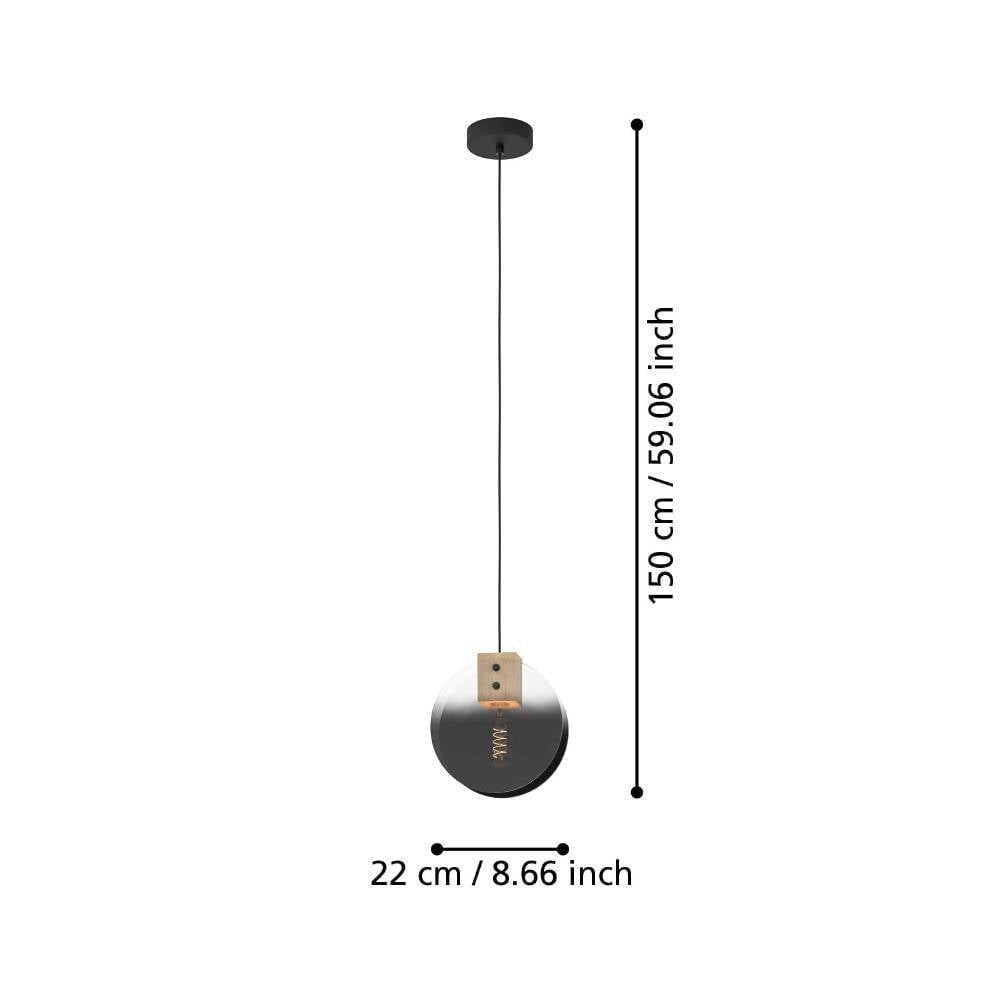 Eglo 390141 "MILLENA" 150 Cm Yüksekliğinde Çelik, Ahşap Siyah, Kahverengi Sarkıt Avize