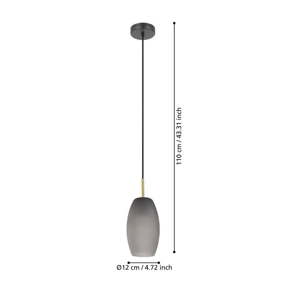 Eglo 900507 "BATISTA" 110 Cm Yüksekliğinde Çelik Siyah, Fırçalanmış Pirinç Sarkıt Avize