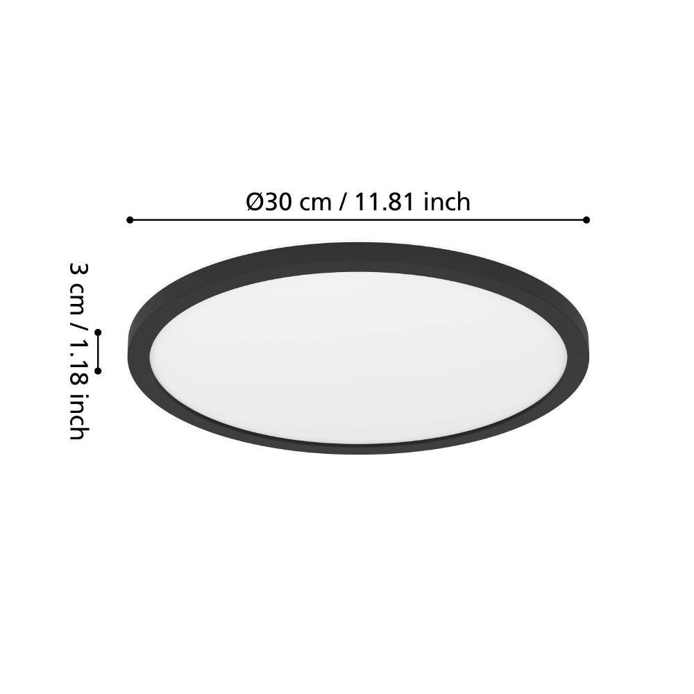 Eglo 901572 "MINERARIO" 30 Cm Çapında Plastik Siyah Tavan Armatürü Ip54