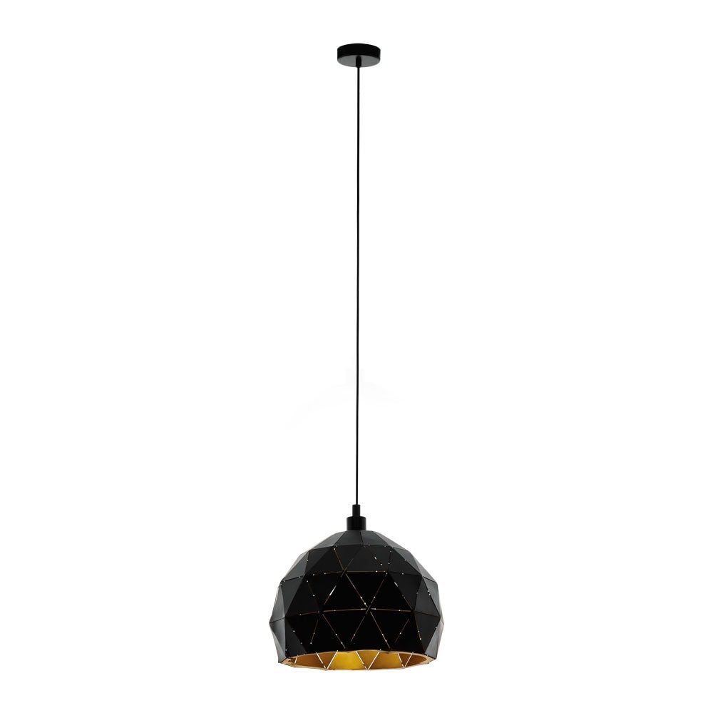 Eglo 97845 "ROCCAFORTE" 30 Cm Çapında Çelik Siyah, Gold Sarkıt Avize
