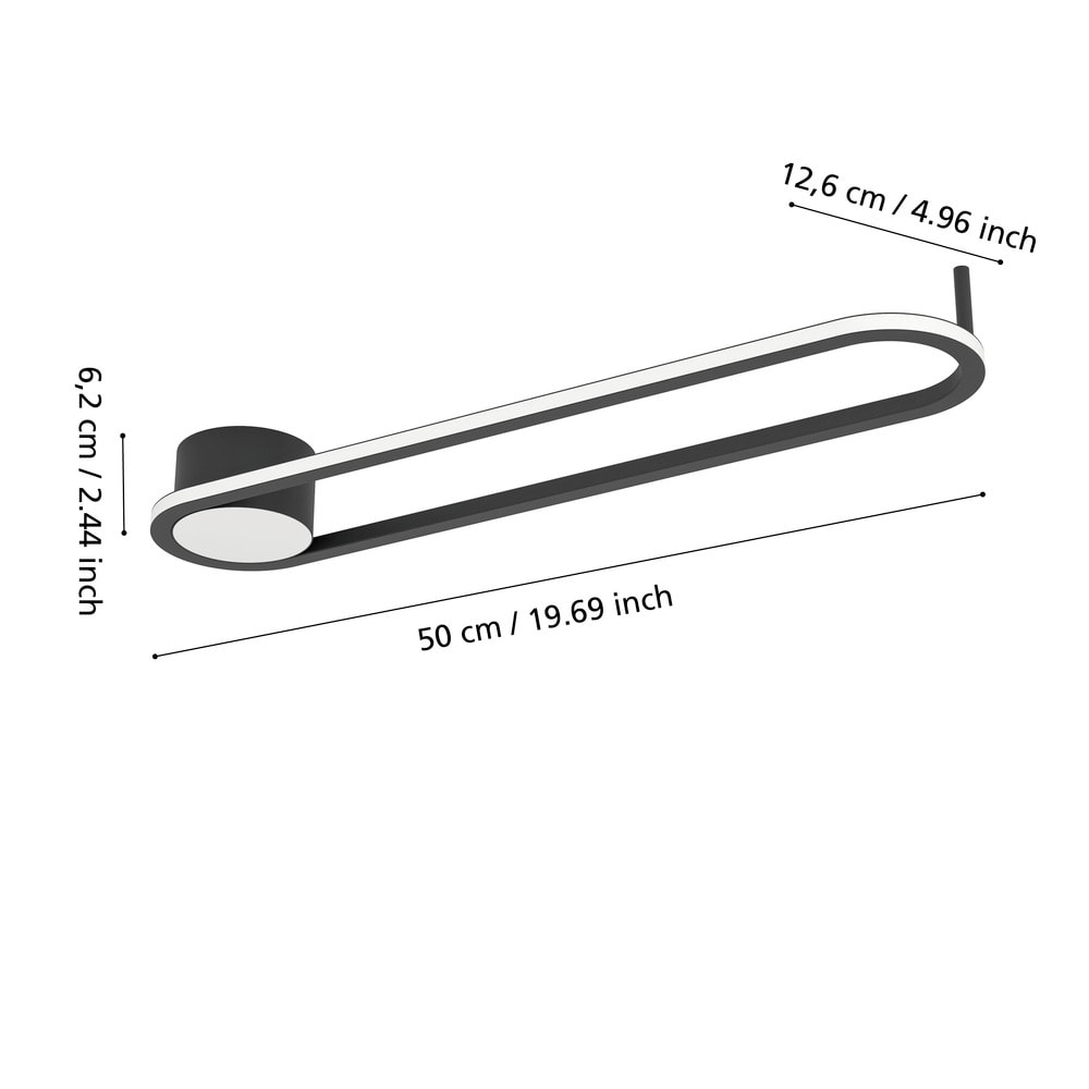 Eglo 902151 "COLLECORVINO" 50 Cm Uzunluğunda Siyah Alüminyum Çelik Tavan Armatürü
