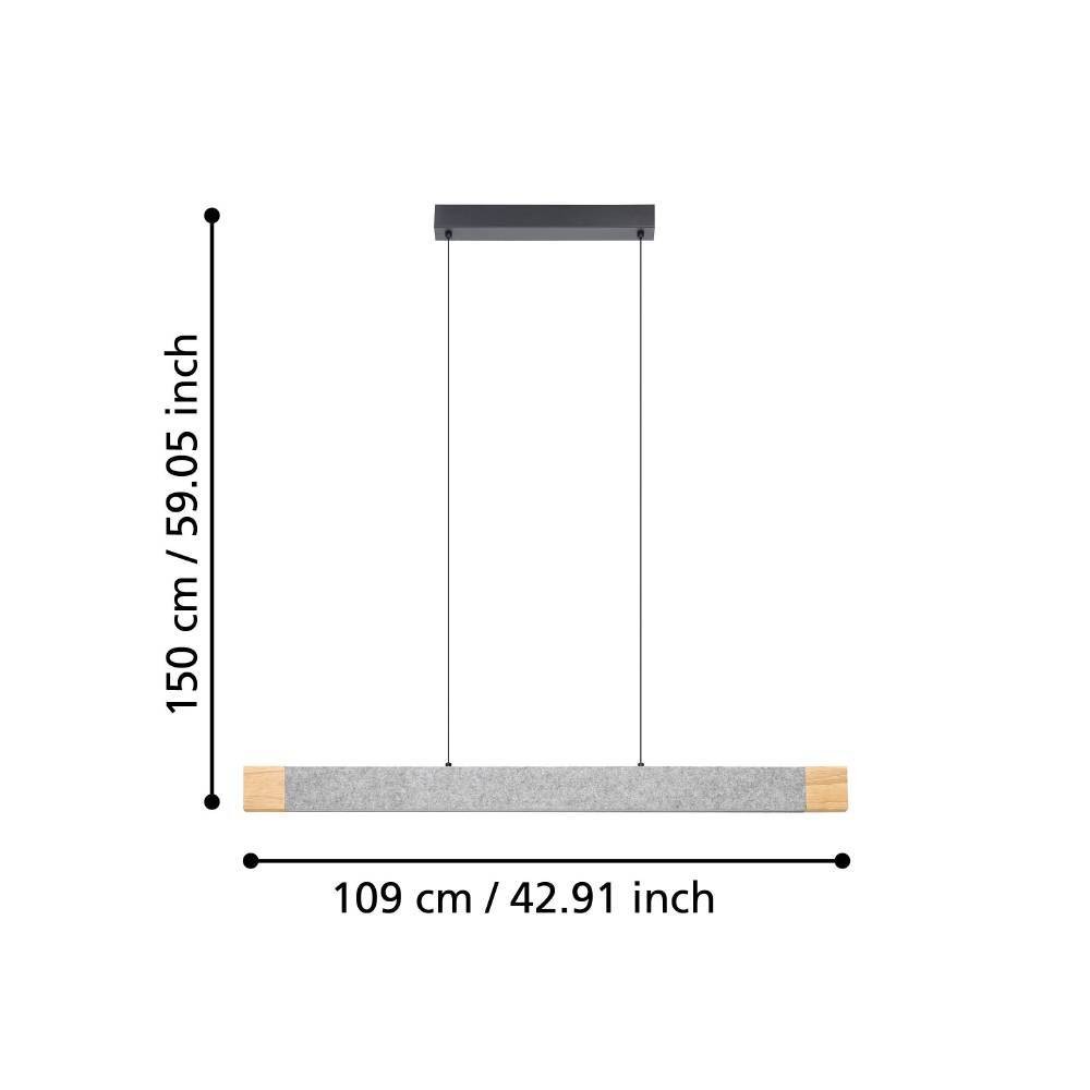Eglo 390386 "VALLELADO" 150 Cm Yüksekliğinde Çelik, Ahşap Siyah, Kahverengi Sarkıt Avize
