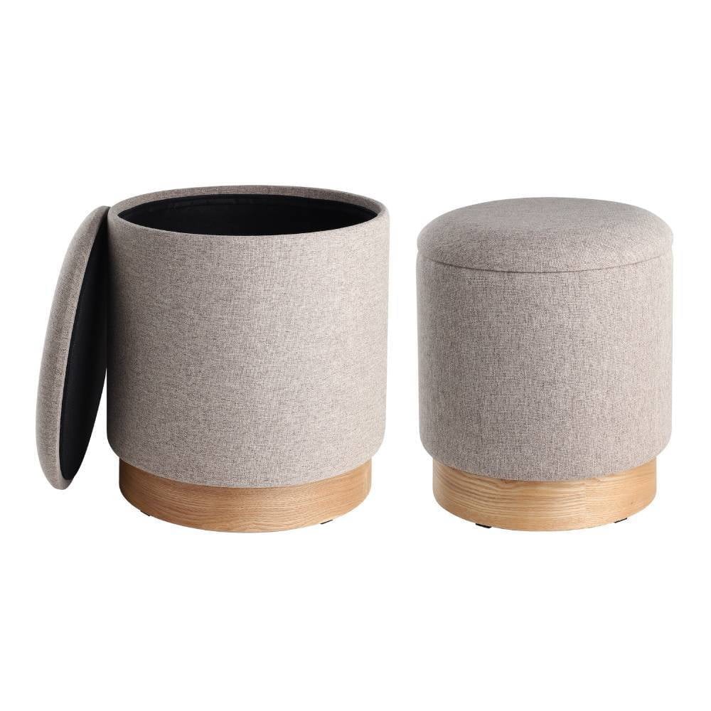 Eglo 424034 "MASHIKE" 42 Cm Yüksekliğinde 37 Cm Çapında Kahverengi Polyester Puf 2'Li Set