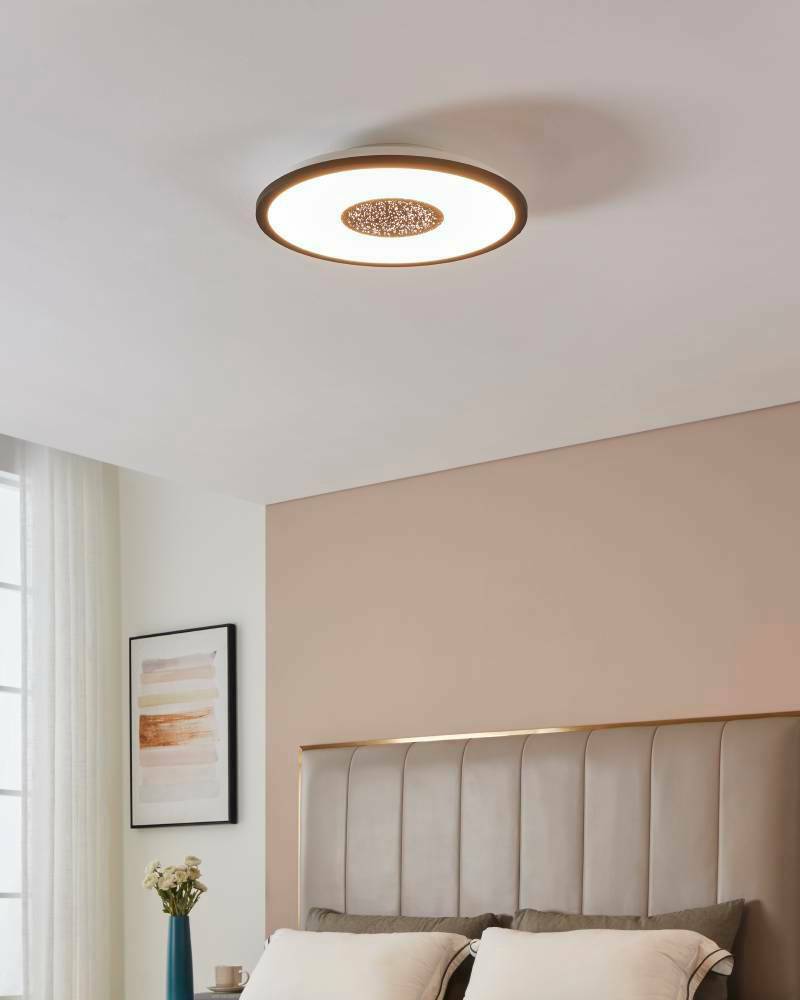 Eglo 900558 "MARMORATA" 45 Cm Çapında Alüminyum, Çelik Siyah, Beyaz Led Panel