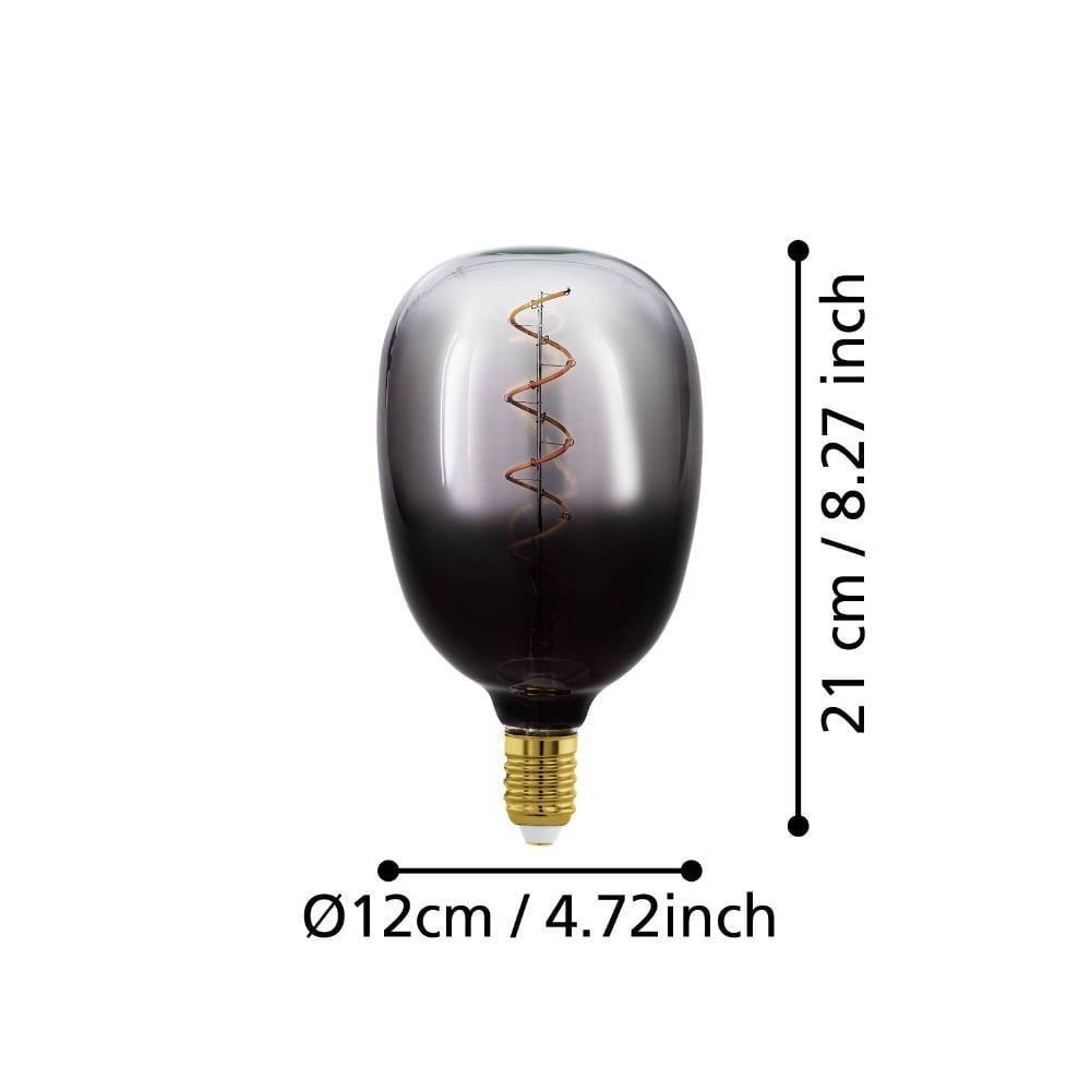 Eglo 110227 E27-Led-T120 Ampul 1X4W Siyah-Gri-Şeffaf 1800K Dim Edilebilir