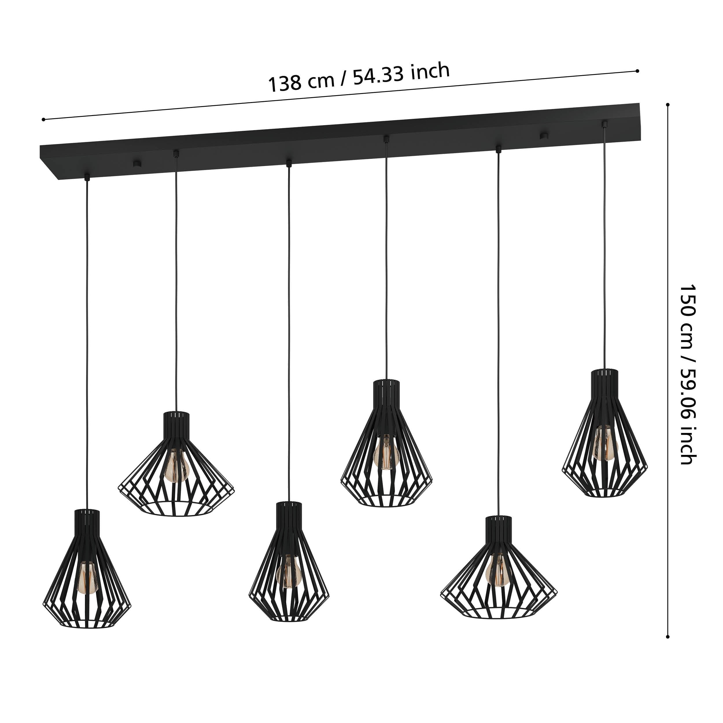 Eglo 390126 "BASIDANO" 150 Cm Yüksekliğinde Çelik Siyah Sarkıt Avize