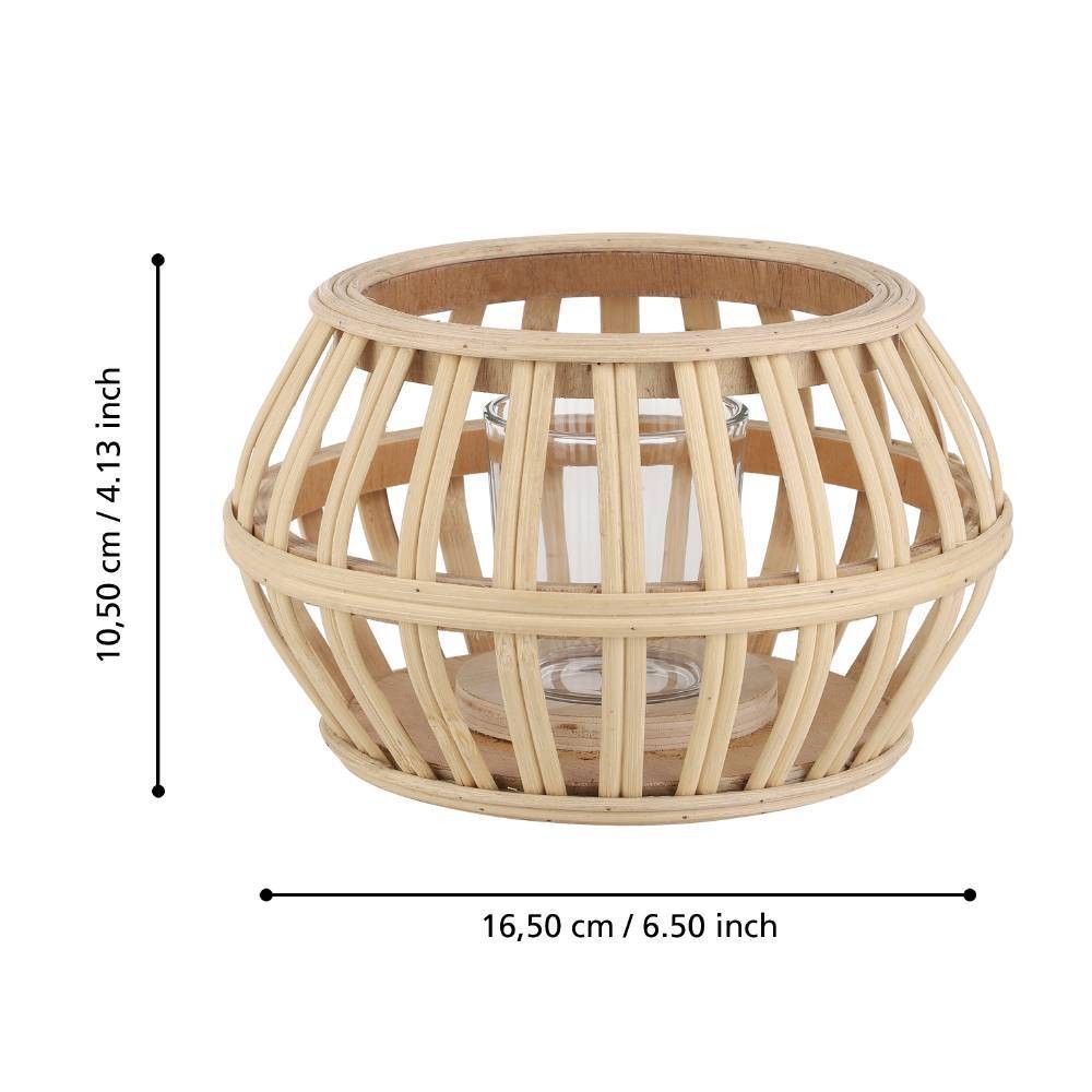 Eglo 422086 "BUNAWAN" 10,5 Cm Yüksekliğinde Ahşap Dekoratif Mumluk