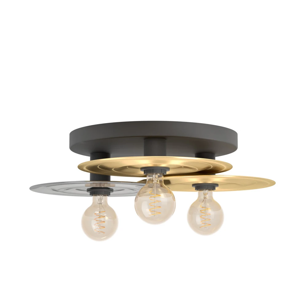 Eglo 44027 "LINTMILL" 53 Cm Çapında Siyah, Fırçalanmış Pirinç Çelik Tavan Armatürü