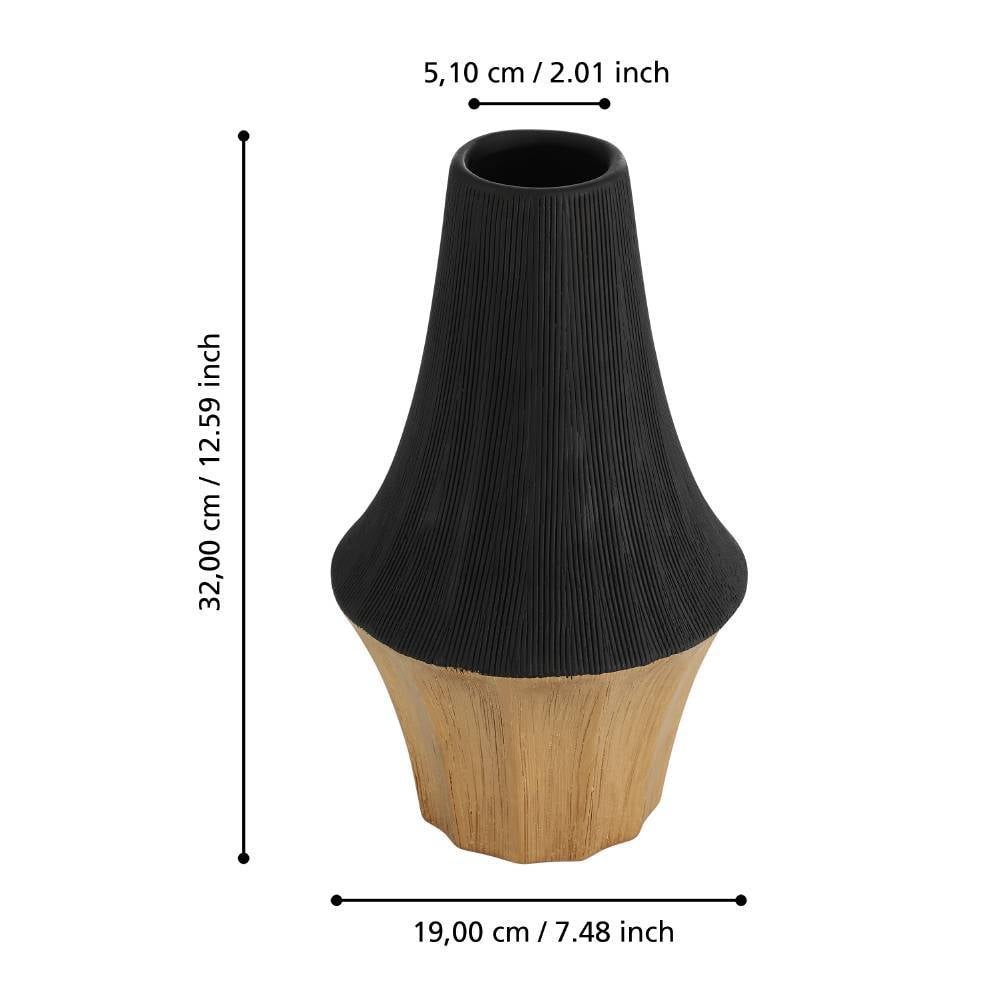 Eglo 421007 "SUAL" 32 Cm Yüksekliğinde Pirinç, Siyah Seramik Vazo