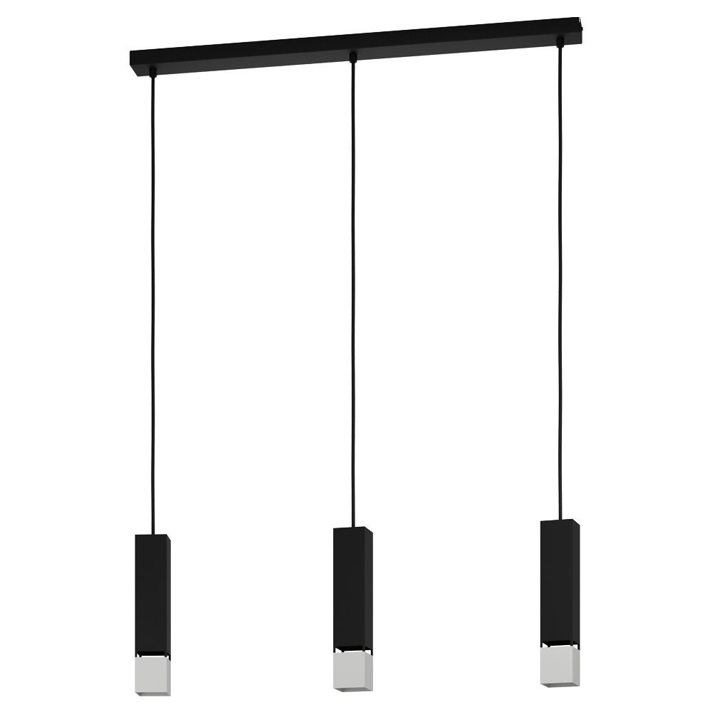 Eglo 99698 İç Mekan " Butrano " Siyah, Gümüş Renk Dökme Çelik 3 Lü Sarkıt Aydınlatması Ip20 Gu10-Led Max: 3X4,5W En: 77 Cm