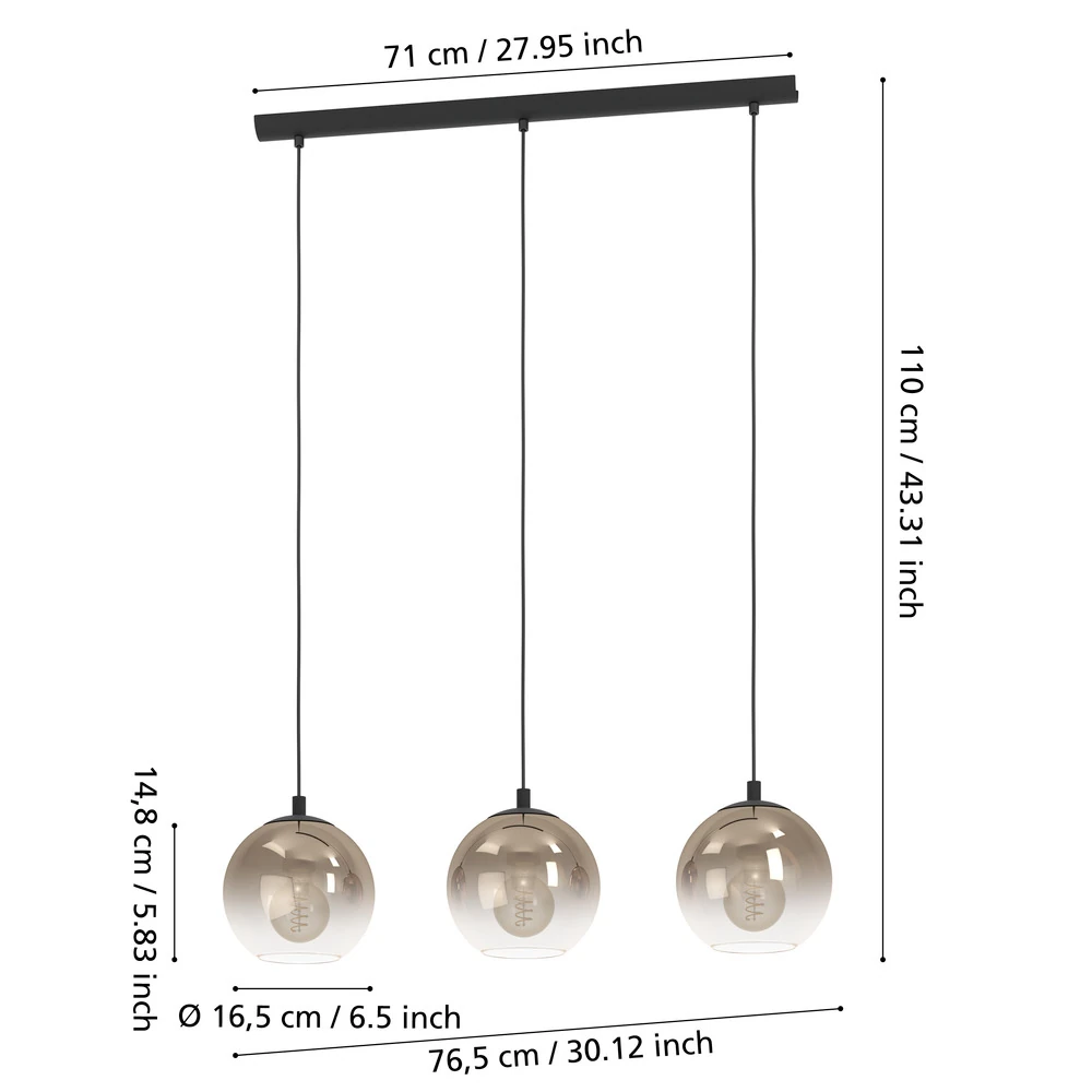 Eglo 901924 "ARISCANI 1" 110 Cm Yüksekliğinde Çelik Sarkıt Avize